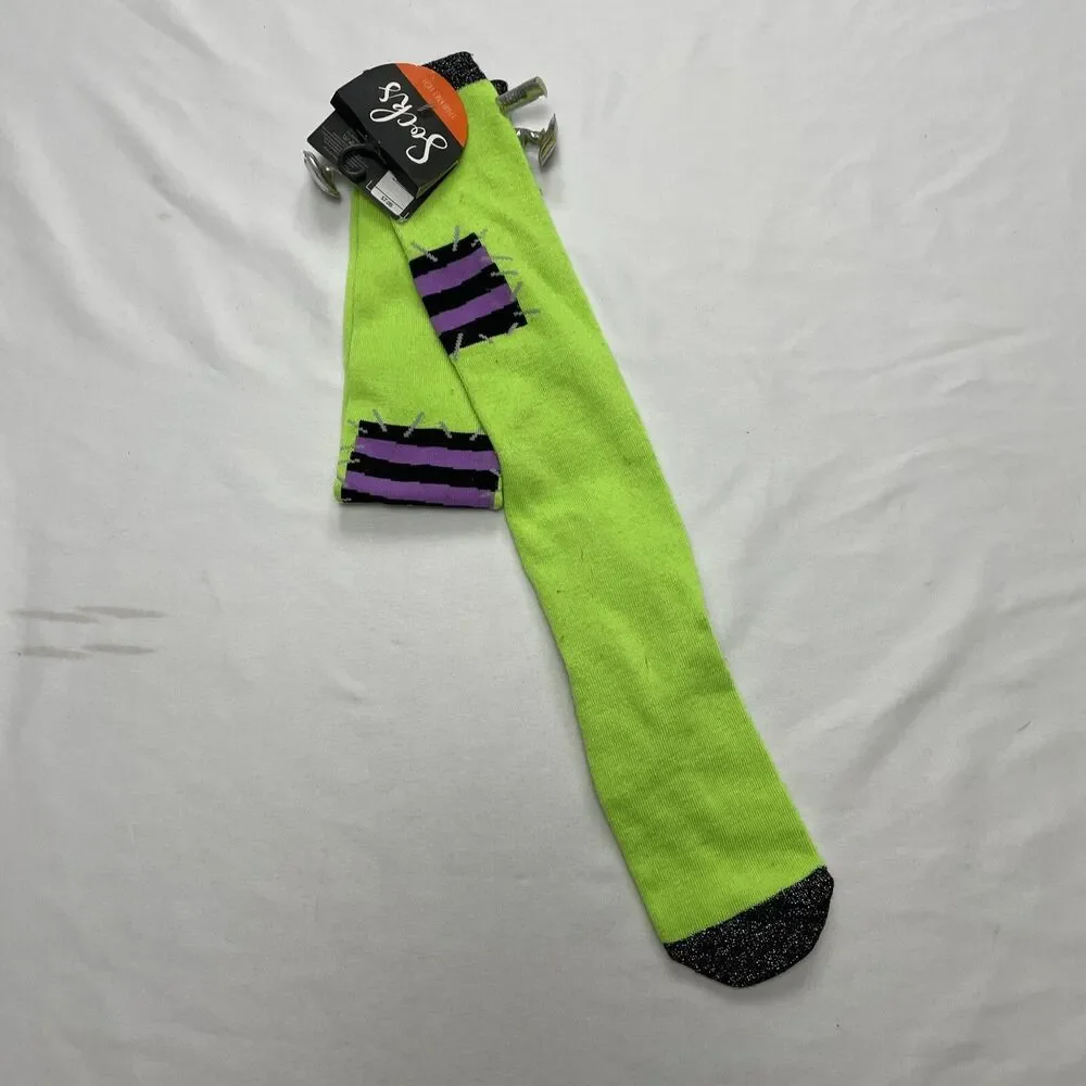Halloween Frankenstein Dress Up Bioworld Crew Knee High Socks Womens 9-11 Adult
